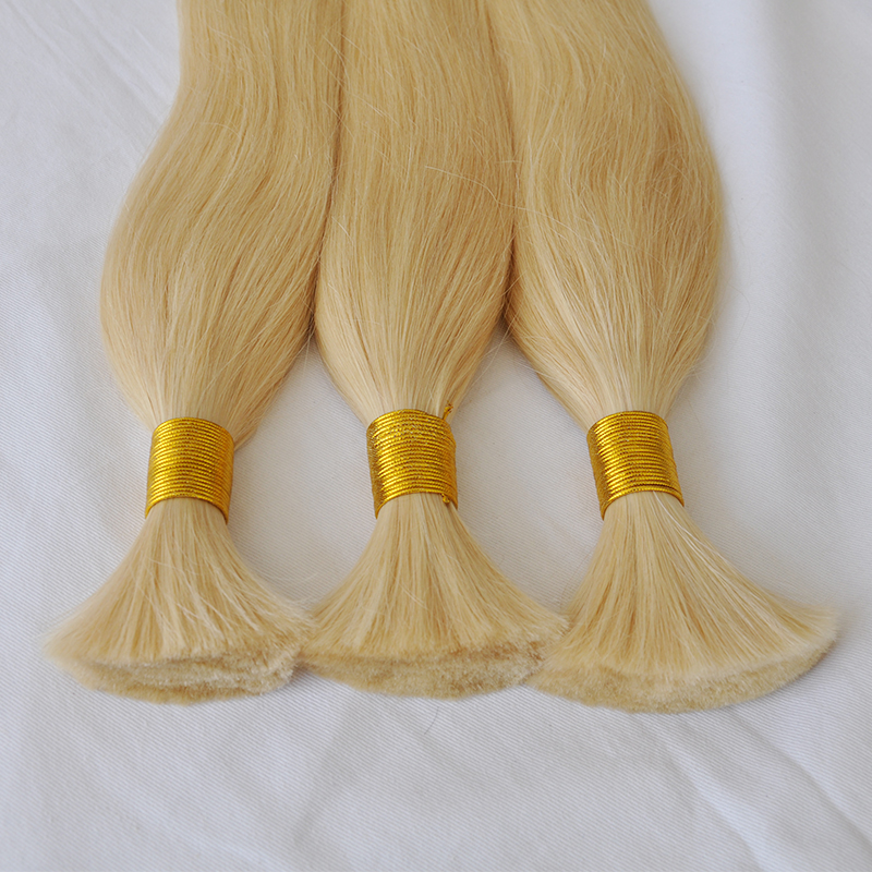 dhl 400gr silk straight wave human raw hair without weft 100 blonde color 613 60 blonde white brazilian hair bulk for braiding