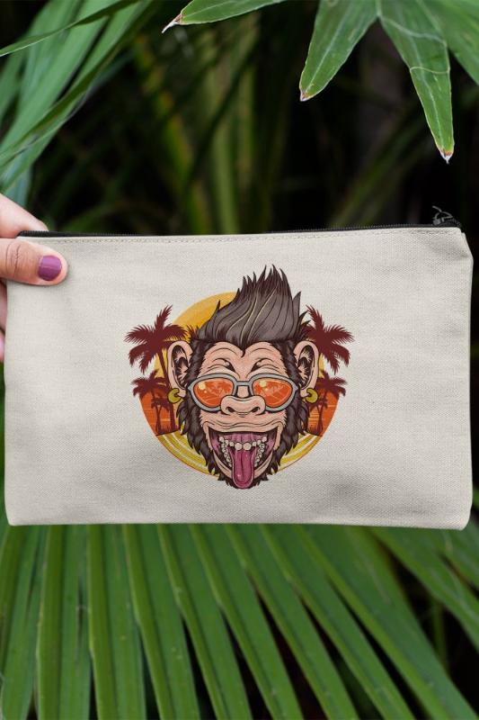 Angemiel Clutch Holiday-Makers With Glasses Monkey PortföyEl Makeup Bag