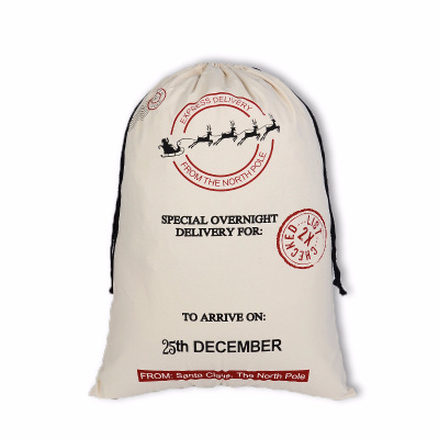 DHL 34 Options Christmas Gift Bags 50*70cm Organic Heavy Canvas Santa Sack Drawstring Bag Reindeers Santa Claus Min