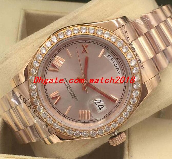 Luxury Watch 2 Style 18K Rose Gold Diamond Bezel Watch 41mm Roman Dial Automatic Fashion Men's Watches Wristwatch
Luxury Watch 2 Style 18K Rose Gold Diamond Bezel Watch 41mm Roman Dial Automatic Fashion Men's Watches Wristwatch