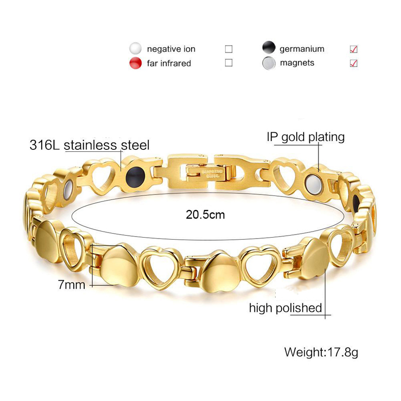 316L Stainless Steel Women Magnet Health Energy Bracelets Fashion Ladies Magnetic Love Bangle Function Pulseras Jewelry Accessorie