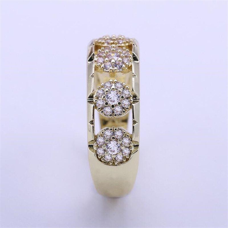 Hot Sell Fashion Jewelry Wedding Band Ring 925 Sterling Silver&Gold Fill Pave White Sapphire CZ Diamond Popular Women Bridal Ring Gift