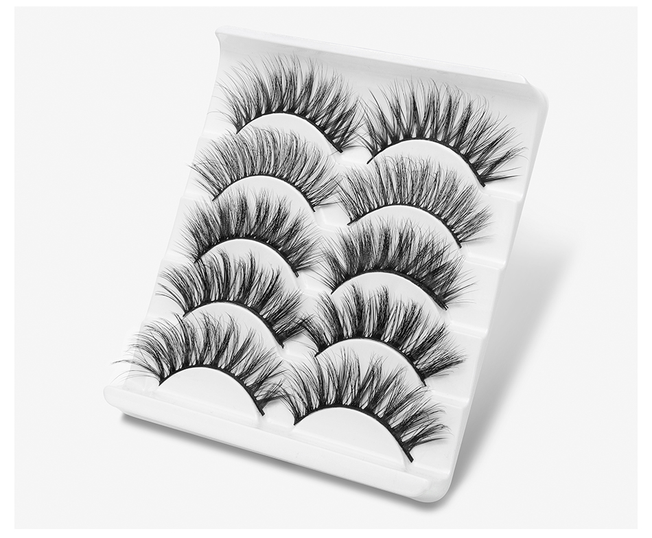 5 Pairs Mixed Styles 3D Mink Hair False Eyelashes Handmade Natural Long Eyelash Wispy Fluffy Multilayer Lashes Reusable