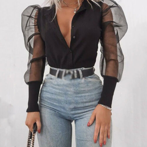 Spring 2020 Women' V-Neck Tulle Ruffle Long Puff Sleeve Shirt Solid Lady Shirts All-Matching Autumn Women Tops and blouses, Black
Spring 2020 Women' V-Neck Tulle Ruffle Long Puff Sleeve Shirt Solid Lady Shirts All-Matching Autumn Women Tops and blouses, Black