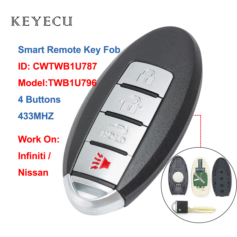 Keyecu CWTWB1U787 Smart Car Remote Key Fob 4 Buttons 433MHz for Armada 2017-2018 for Infiniti Q70 M56 M37 M35, TWB1U796, As pic
Keyecu CWTWB1U787 Smart Car Remote Key Fob 4 Buttons 433MHz for Armada 2017-2018 for Infiniti Q70 M56 M37 M35, TWB1U796, As pic