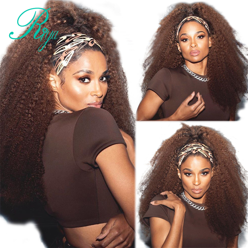 Free shipping Light brown kinky Curly synthetic Lace Front Wig 180Density Glueless free Part Preplucked Brazilian Wigs Bleached Knots For Women