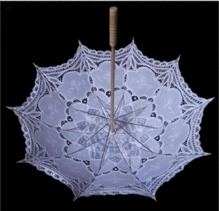 30pcs 2017 New solid color lace parasols Bridal wedding umbrellas white color available Free shipping