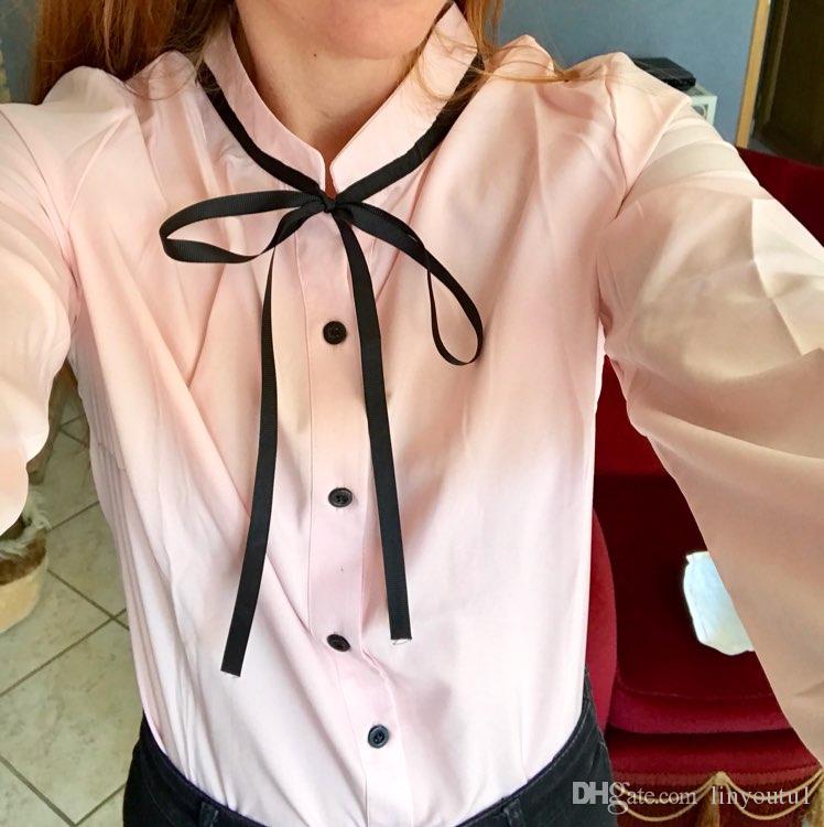 2020 New Spring Autumn Tops Office Ladies Blouse Fashion Long Sleeve Bow Slim White Shirt Female Cute Work Blouses