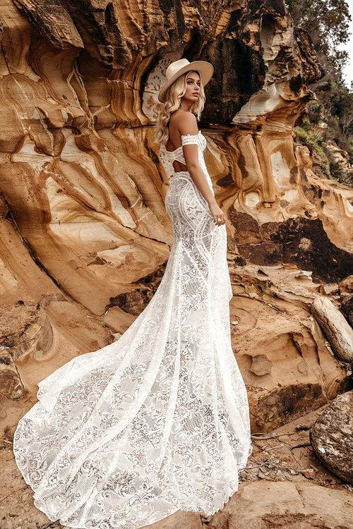 bohemian full lace mermaid wedding dresses off the shoulder sweetheart appliqued bridal gowns sweep train robe de marie