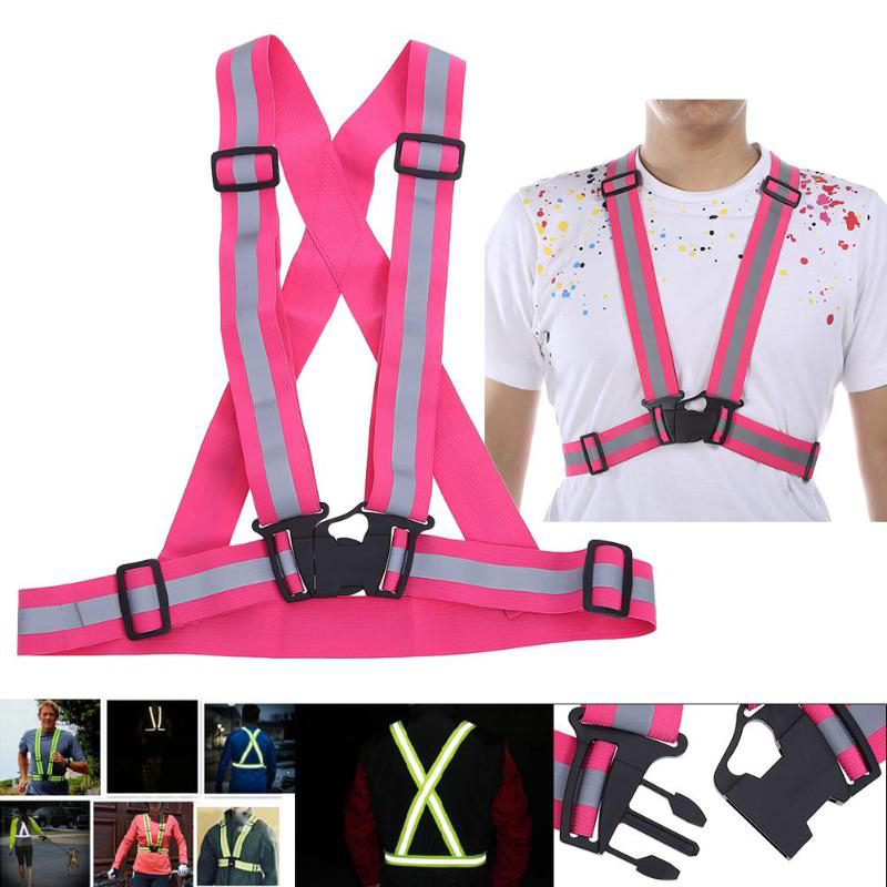 Motorcycle Protective Reflective Safety Vest Elastic Webbing Adjustable Safety Security High Visibility Vest Night Running Vest