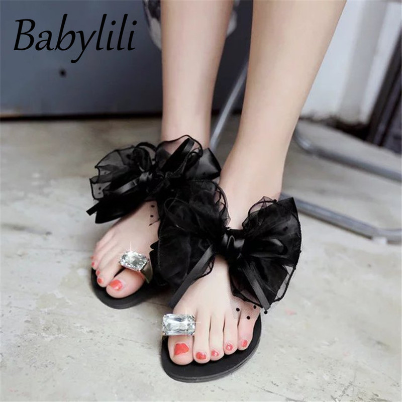 Flat Slippers Women Summer Lace Bow Sandals for Ladies Outdoor Beach Rhinestone Slides Black Female Shoes Large Size Non-slip
Flat Slippers Women Summer Lace Bow Sandals for Ladies Outdoor Beach Rhinestone Slides Black Female Shoes Large Size Non-slip