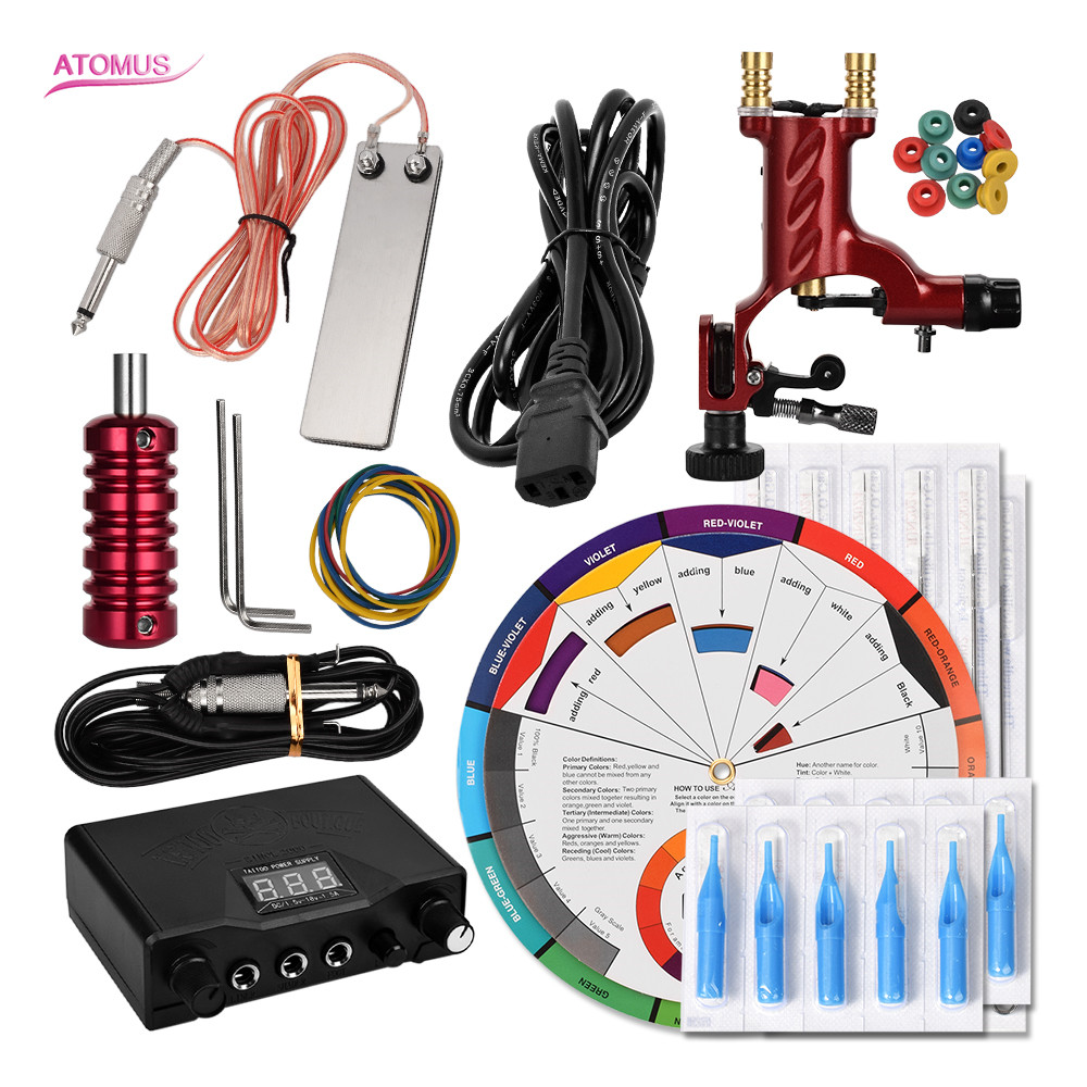 Completed Pro Complete Tattoo Kit Rotary Machine Gun Pen Set Professional Rotary Tattoo Kits Machine Set Complete Pro Kit Professional Kits-image