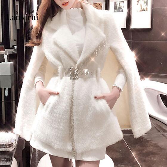 Long Coat Women Abrigos Mujer Invierno Cloak Coat Woman Autumn and Winter Mink Fringed Beaded Cloak Jacket, White and belt
Long Coat Women Abrigos Mujer Invierno Cloak Coat Woman Autumn and Winter Mink Fringed Beaded Cloak Jacket, White and belt
