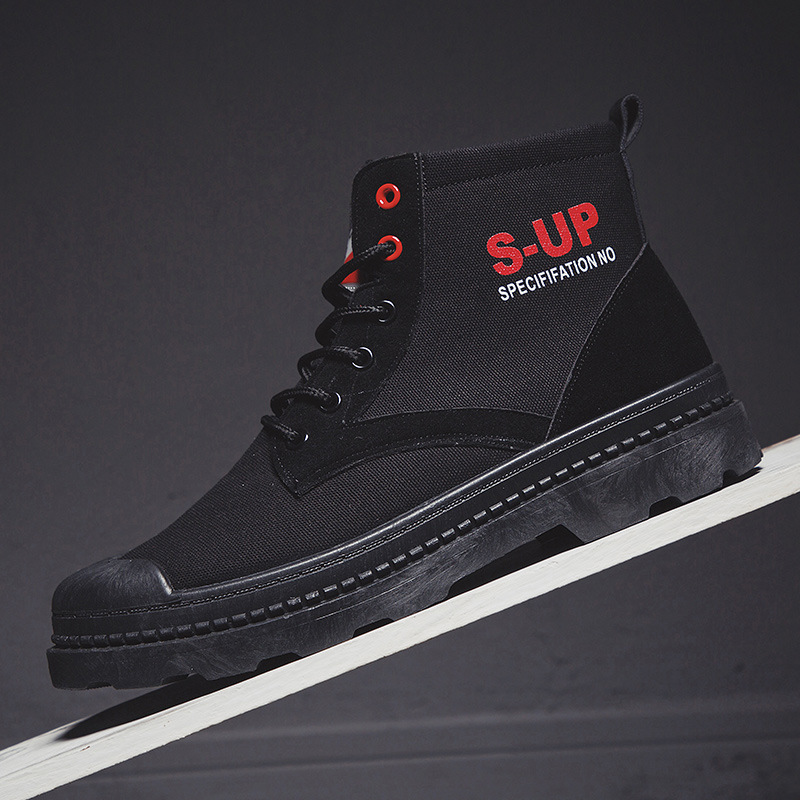 Pop new men's boots in autumn and winter 2019 Vintage high top canvas Martin fashion trend Boots Men's wolf