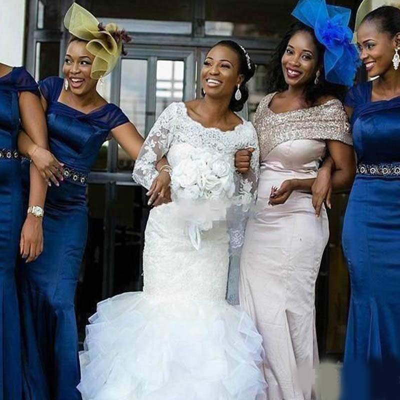 Vintage Lace Long Sleeves White Mermaid Wedding Dresses 2020 Sexy Tiered Ruffles Organza African Modest Wedding Bridal Gowns