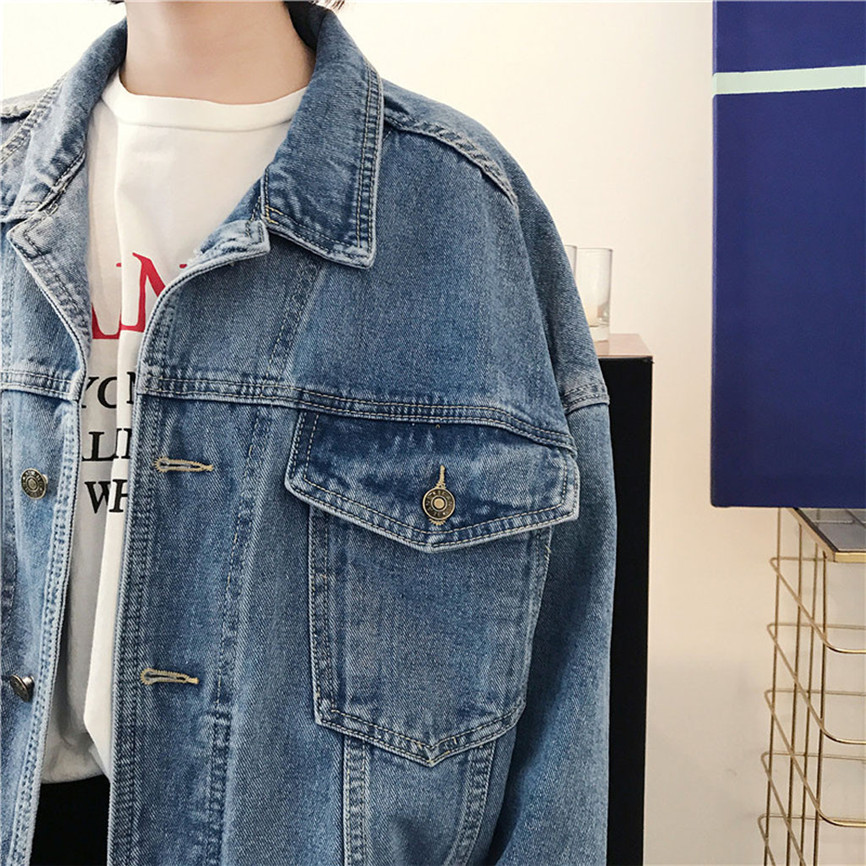 Oversize Denim Feminine Jacket Women Boyfriend Style Jeans Coat Retro Oversize Cowboy Denim Loose Casual Jacket