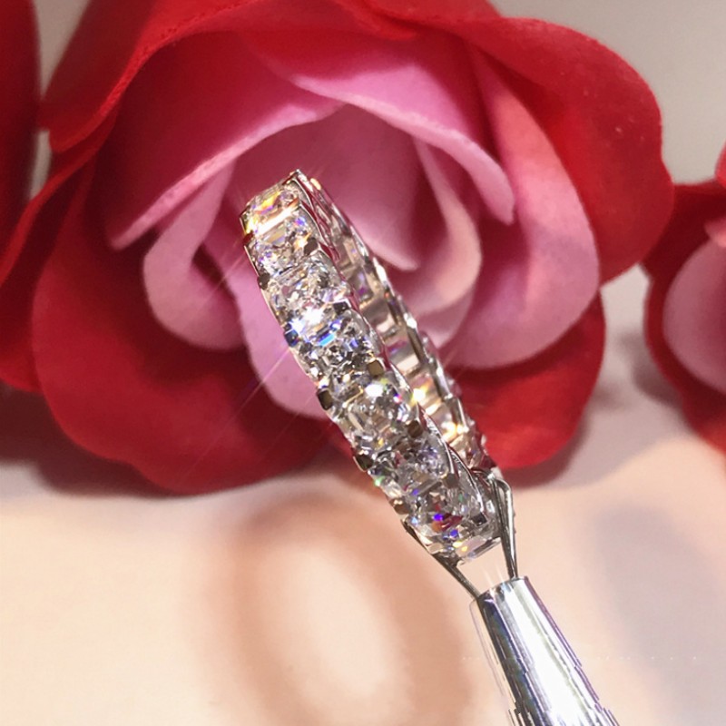 Choucong Princess Ring for Women Luxury Jewelry 925 Sterling Silver Stack White Topaz CZ Diamond Wedding Women Band Ring for Lovers' Gift