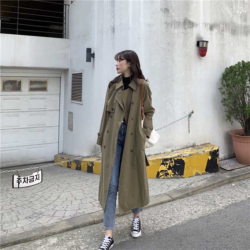 HOT 2020 Spring Autumn Jacket New Long Wowen Trench overcoat Loose vintage windbreaker female outwear casual long coat, Army green
HOT 2020 Spring Autumn Jacket New Long Wowen Trench overcoat Loose vintage windbreaker female outwear casual long coat, Army green