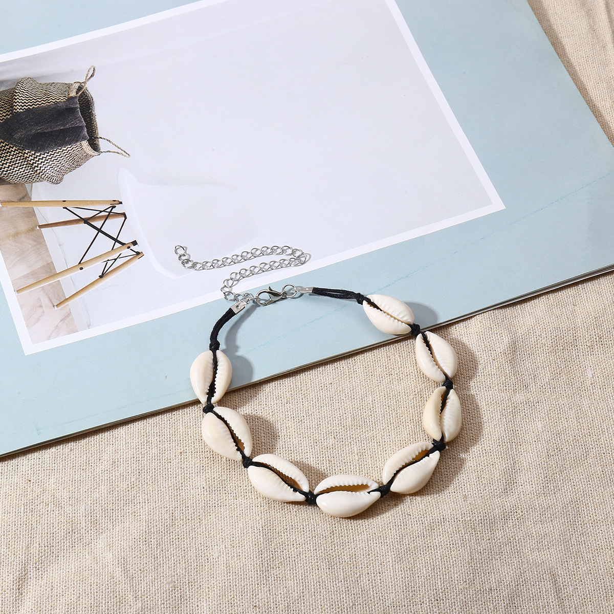 Natural shell woven anklet (unisex) anti-inflammatory hooligans and irritability reduction