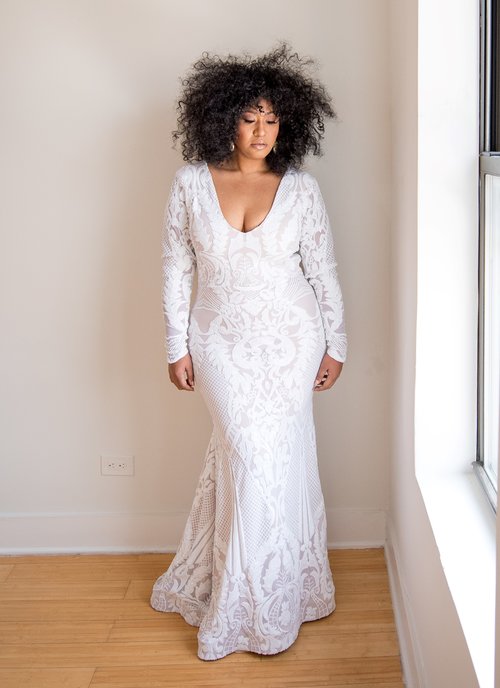2019 Plus Size Wedding Dresses Deep V Neck Lace Appliques Floor Length Mermaid Long Sleeve Wedding Dress Custom Country Bridal Gowns