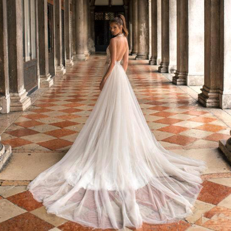 Julie Vino Mermaid Lace Wedding Dresses Sexy Backless Satin Wedding Bridal Gowns with Detachable Train Custom Made