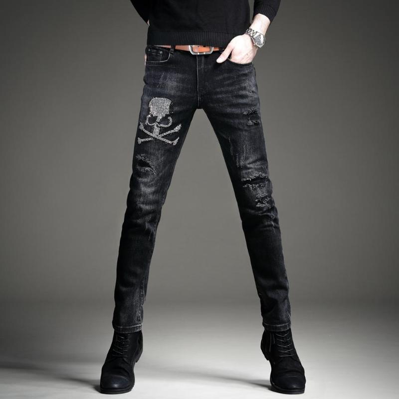 Free Shipping New men's male denim jeans Personality Pirate skull rhinestone jeans brand European pants holes autumn trousers, As pic
Free Shipping New men's male denim jeans Personality Pirate skull rhinestone jeans brand European pants holes autumn trousers, As pic
