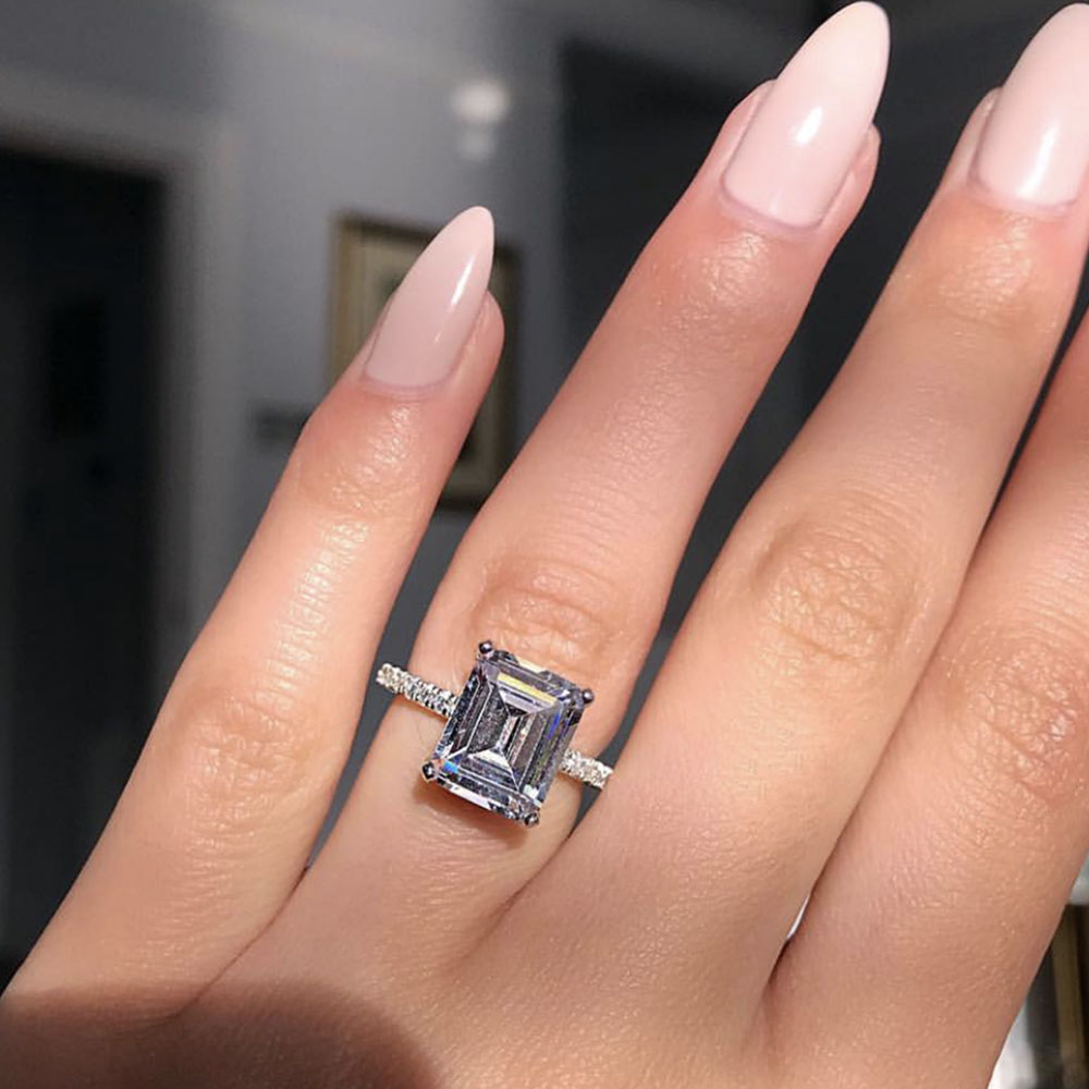 Statement ring 925 Sterling silver Princess cut Diamond Engagement wedding band rings for women men Party Jewelry Gift