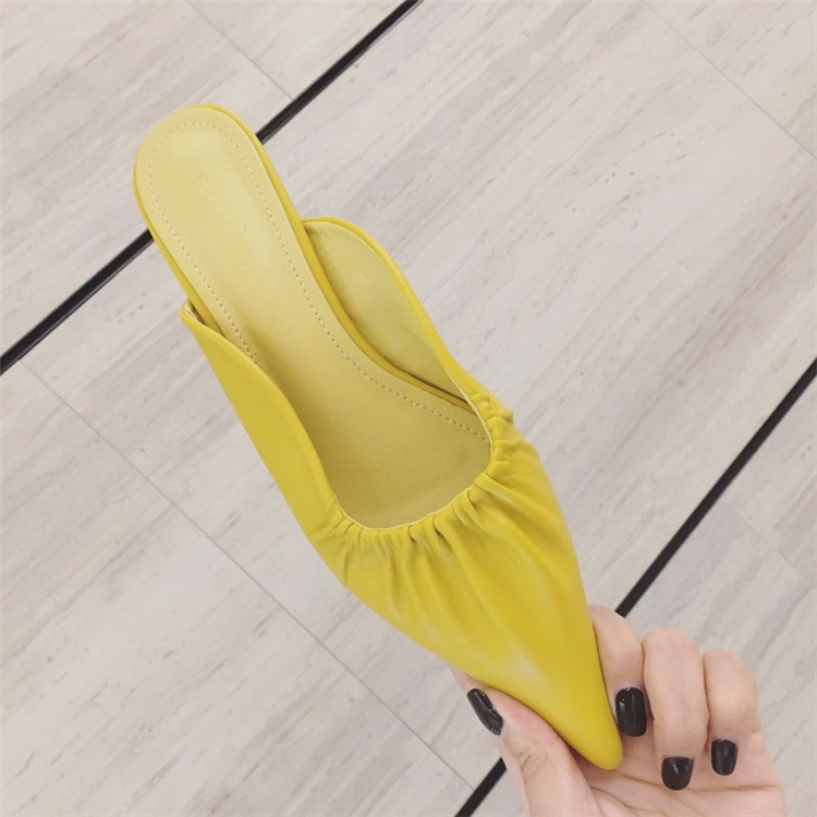 Hot Sale-to high heel baotou half slippers women wearing low-heeled Mules shoes