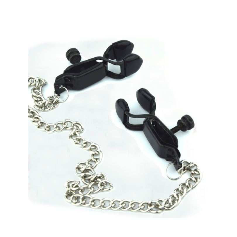 Nouveau Design Pinces À Mamelon En Métal BDSM Fétiche Sex Toy Longue Chaîne Black Clamp Unisexe Clip Vis Stress Squeezer Kinky Sex Equipment