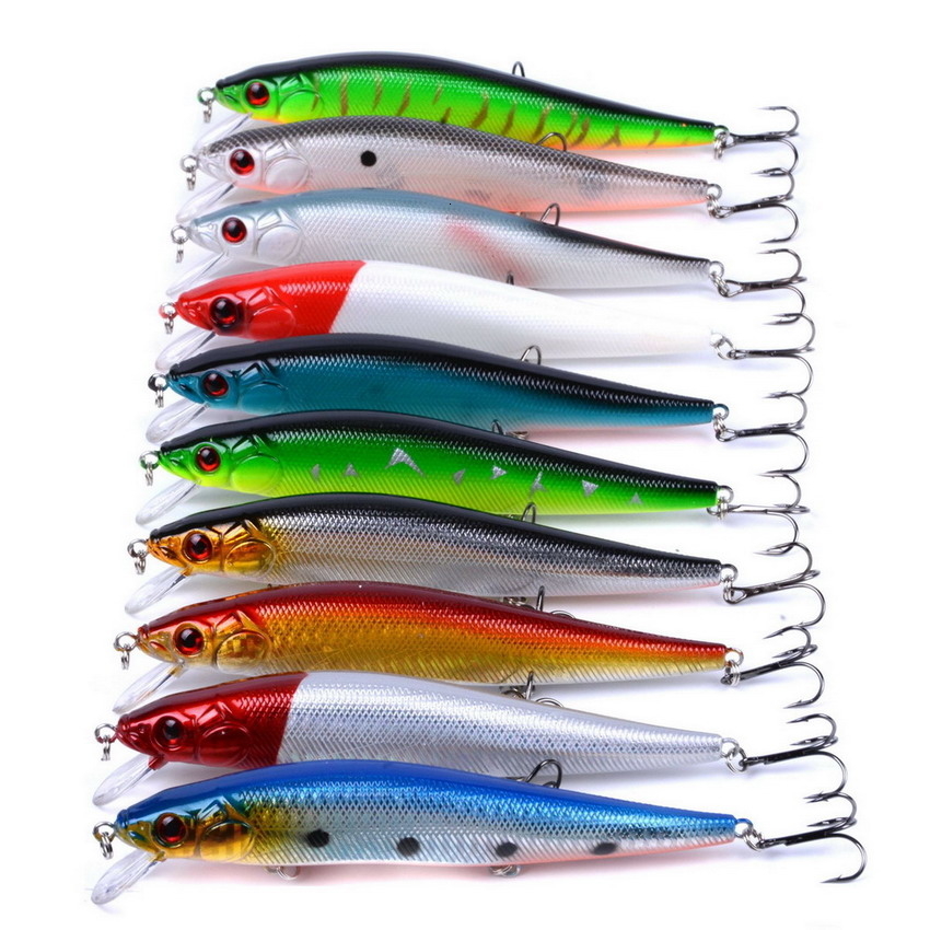 10pcs hard lure set 23g 14cm iscas artificiai Hard Bait Minnow Fishing Lures Wobbler Crankbait 11.5cm 14g Fishing Crankbait lure T191020