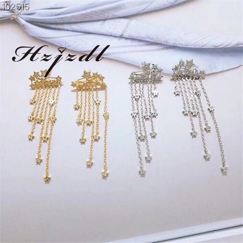 HZJZDL Fine jewelry 18K gold natural diamond earrings star tassel earrings a variety of ways to wear suitable for every woman
HZJZDL Fine jewelry 18K gold natural diamond earrings star tassel earrings a variety of ways to wear suitable for every woman