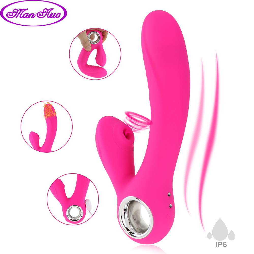 Clitoris Vibrator Double Stimulation Dildo Vibrator Sex Toys for Women Heating Clit Sucker G Spot Massager Oral Sex Solo Blowjob Y200422