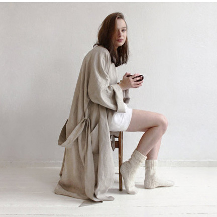 Unikiwi.women Sleepwear Robes Linen Pajamas.breathable Shower Spa Linen Robe Night Bathrobes Sleep Nightgown Robe Dressing Gown Y19071901