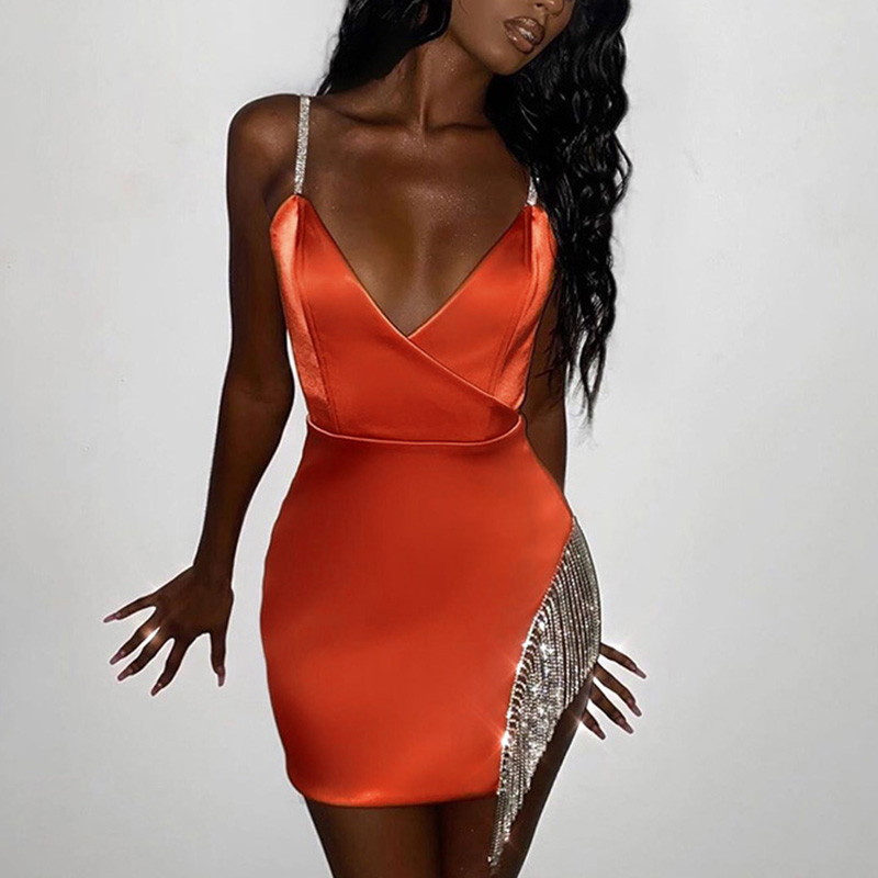 Summer 2002 Satin Dress Women V Neck Tassels Detail Bodycon Dress Spaghetti Strap Mini Party Dresses Sexy Night Wear Vestidos, Orange
Summer 2002 Satin Dress Women V Neck Tassels Detail Bodycon Dress Spaghetti Strap Mini Party Dresses Sexy Night Wear Vestidos, Orange