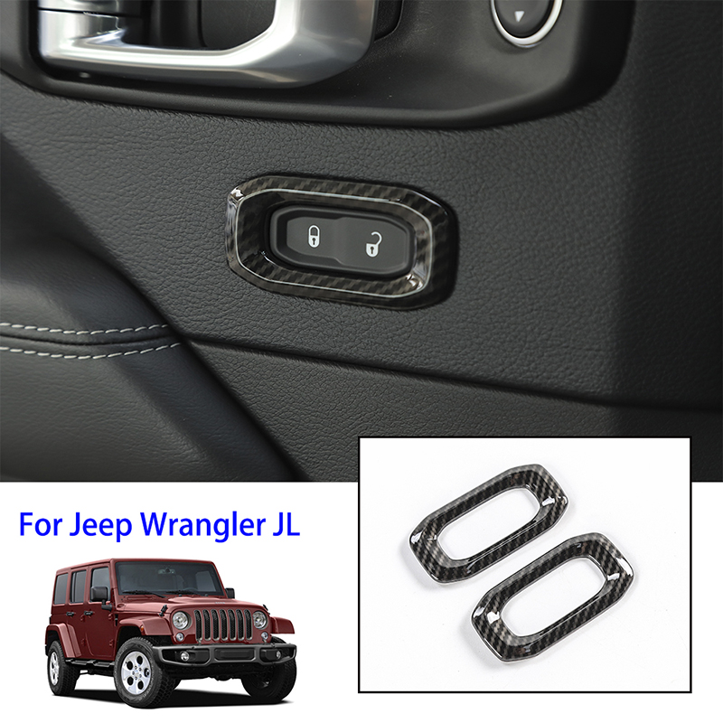 Carbon Fiber Door Lock Switch Decorative Ring For Jeep Wrangler JL 2018 Factory Outlet High Quatlity Auto Internal Accessories