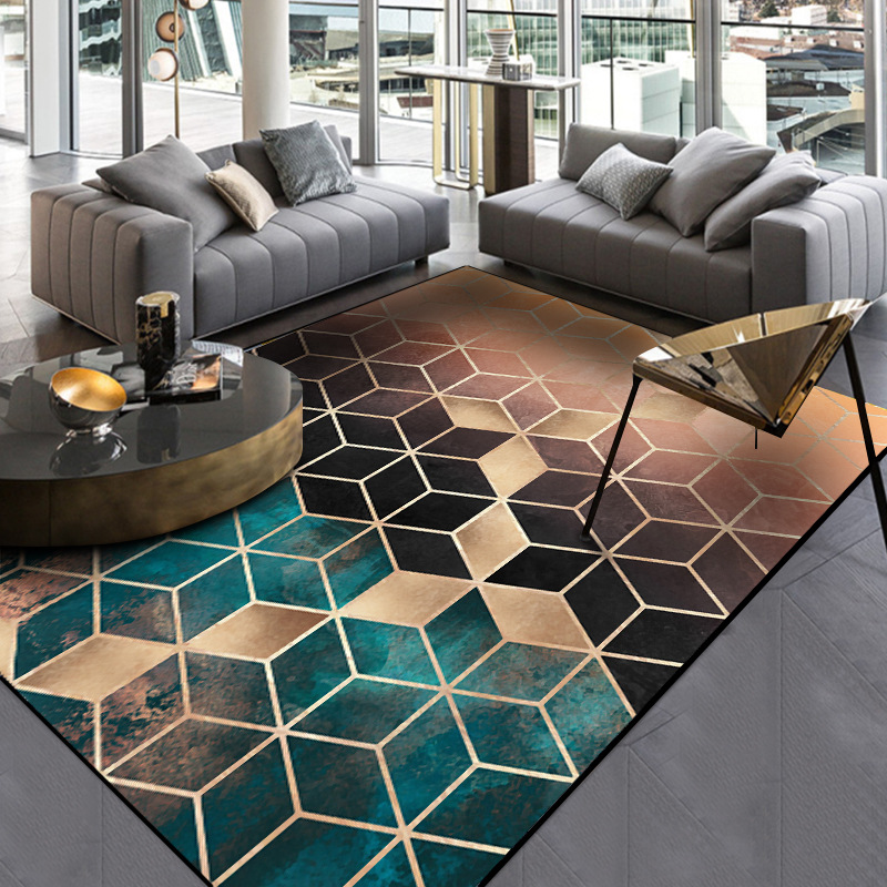 Fashion Geometric Gradient Area Carpet Nordic Gradual Shading Green Golden Diamonds Print Non-Slip Rugs Decor Door Parlor Bedside Floor Mats от DHgate WW