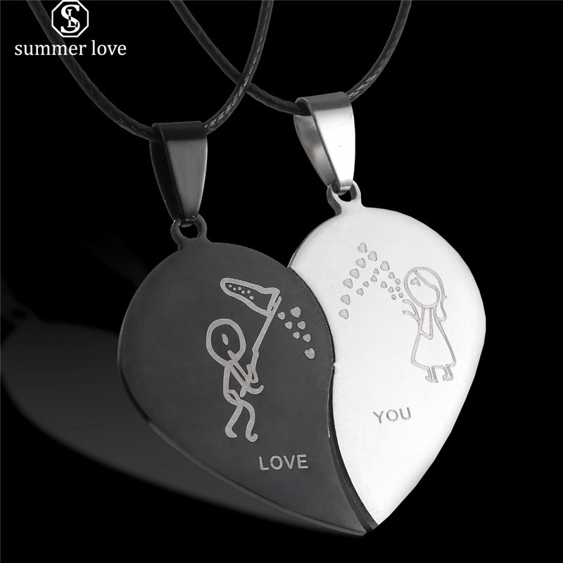 Broken Heart Necklaces Black Couple Necklace Stainless Steel Engrave Love You Pendants Necklace Valentine's Day Couples Jewelry
Broken Heart Necklaces Black Couple Necklace Stainless Steel Engrave Love You Pendants Necklace Valentine's Day Couples Jewelry
