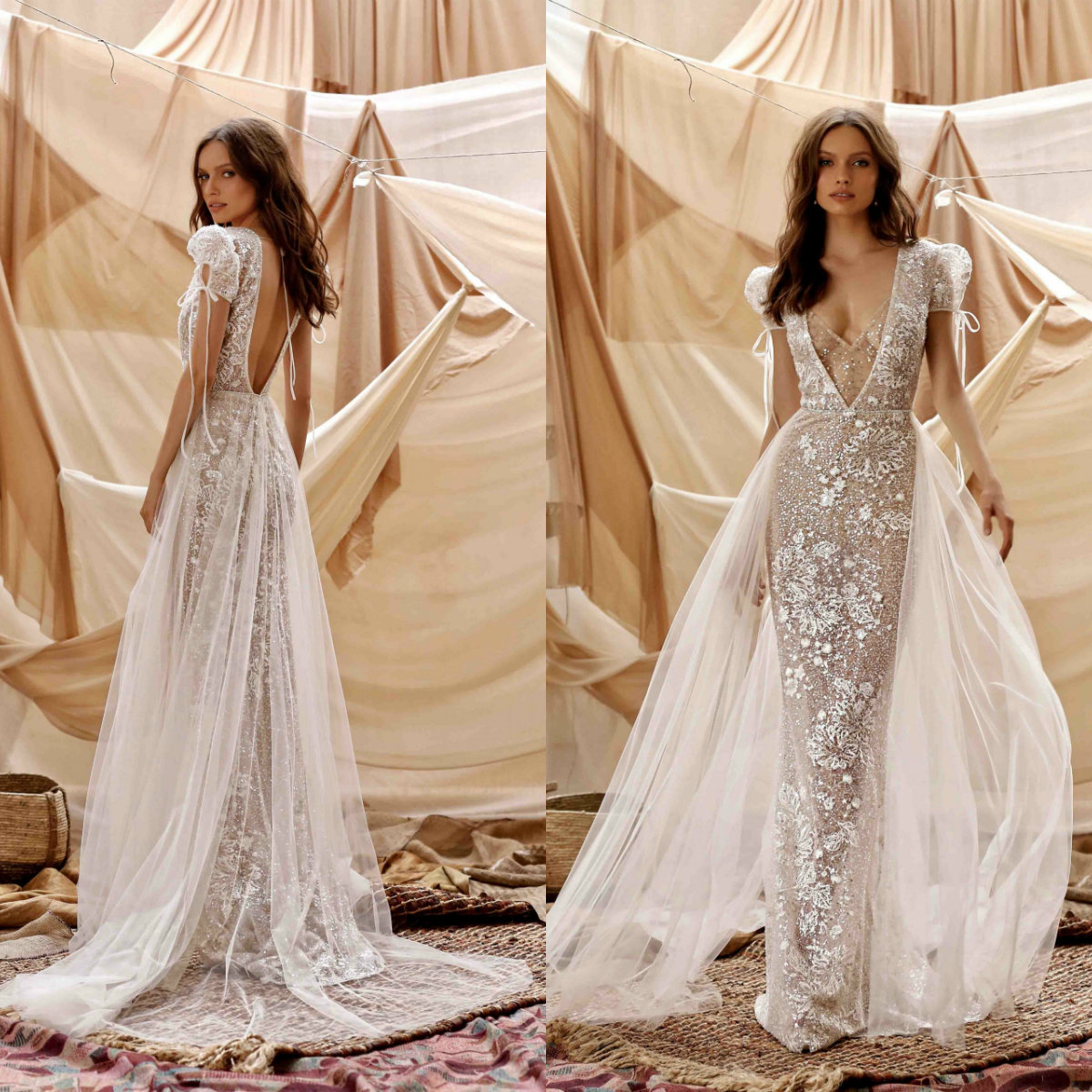 Berta 2021 Wedding Dresses Lace Sequined Backless Tulle Overskirt Wedding Gowns Short Sleeves Elegant vestido de novia, Same as image
Berta 2021 Wedding Dresses Lace Sequined Backless Tulle Overskirt Wedding Gowns Short Sleeves Elegant vestido de novia, Same as image