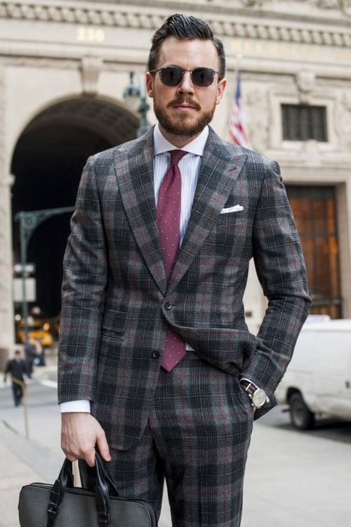 Fashion Groom Wedding Tuxedos Charcoal Plaid Men Pant Suits Two Button Peaked Lapel Groomsmen Formal Blazer