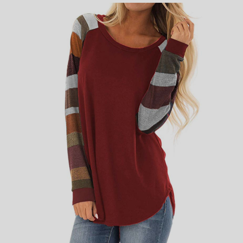 European fashion spring and summer new solid color casual headband round neck long-sleeved T-shirt. Support mixed batch