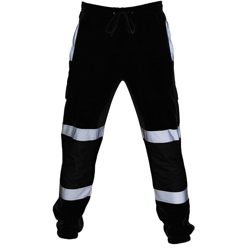 Men Sweatpants Comfortable Joggers Male Trousers Fashion Patchwork Reflective Overalls High Visibility Safe Work Pants