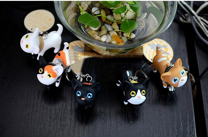 New 10pcs New Fashion Cute Kawaii Metal Kitten Cat Key Chain Ring Anime Keychain Novelty Creative Trinket Charm Women Girl Kids