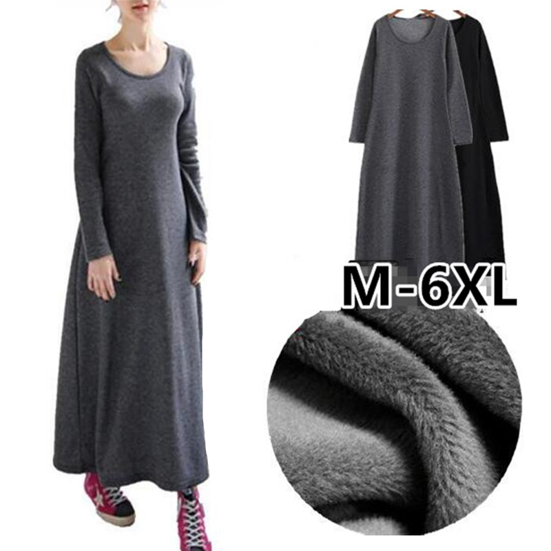 Fashion 2017 women Casual long sleeve Autumn dress,Thickening warming Winter dress,plus size 5XL 6XL solid maxi dress vestidos, Red
Fashion 2017 women Casual long sleeve Autumn dress,Thickening warming Winter dress,plus size 5XL 6XL solid maxi dress vestidos, Red