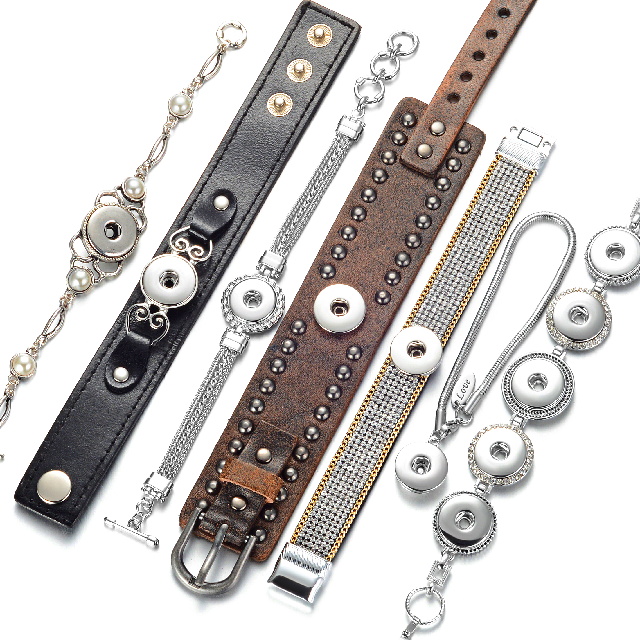 10pcs/lot New Ginger Snap Bracelet Women Interchangeable Jewelry Fit 18mm Snap Button Vintage Snap Charms Crystal Bracelets & Bangles
10pcs/lot New Ginger Snap Bracelet Women Interchangeable Jewelry Fit 18mm Snap Button Vintage Snap Charms Crystal Bracelets & Bangles