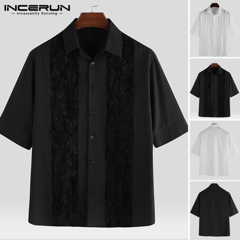 INCERUN Men Lace Patchwork Dress Shirt Men Fashion Korean Half Sleeve Lapel Shirts Fashion Sexy Nightclub Party Slim Camisa 5XL, Black
INCERUN Men Lace Patchwork Dress Shirt Men Fashion Korean Half Sleeve Lapel Shirts Fashion Sexy Nightclub Party Slim Camisa 5XL, Black
