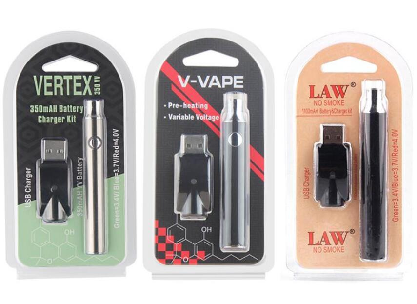 350 650 1100 mAh Preheating VV Adjust Volt Vape Pen Battery Blister Package Kit Vertex Law V Vaper Electric Hookah Pens
350 650 1100 mAh Preheating VV Adjust Volt Vape Pen Battery Blister Package Kit Vertex Law V Vaper Electric Hookah Pens