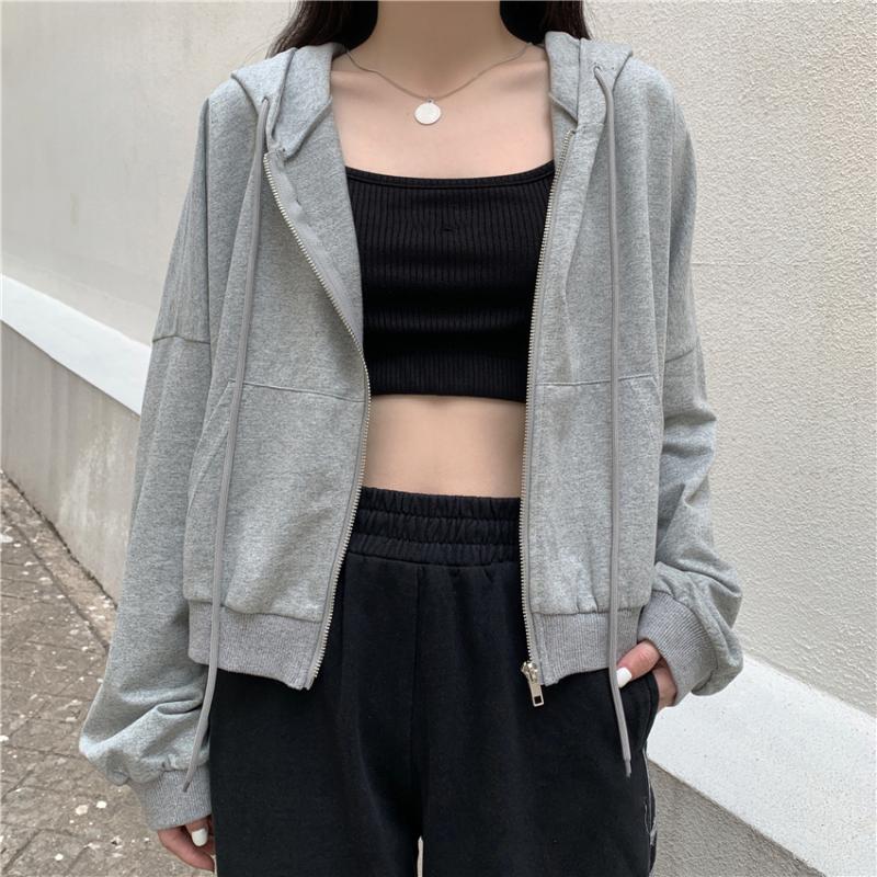 Korean Chic Short Sweatshirts Women Spring Autumn Solid Color Drop Shoulder Loose Hooded Hoodies Female Casual Loose Zipper Tops, 01
Korean Chic Short Sweatshirts Women Spring Autumn Solid Color Drop Shoulder Loose Hooded Hoodies Female Casual Loose Zipper Tops, 01