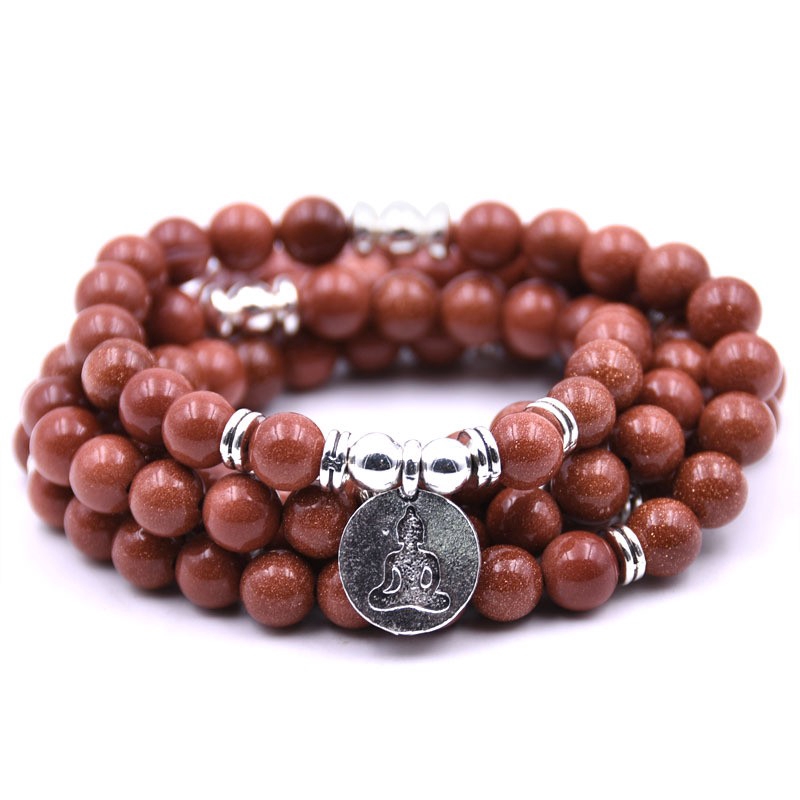 108 beads natural stone Jewelry beaded strands bracelet ethnic style multi-layer men and women parents birthday gifts