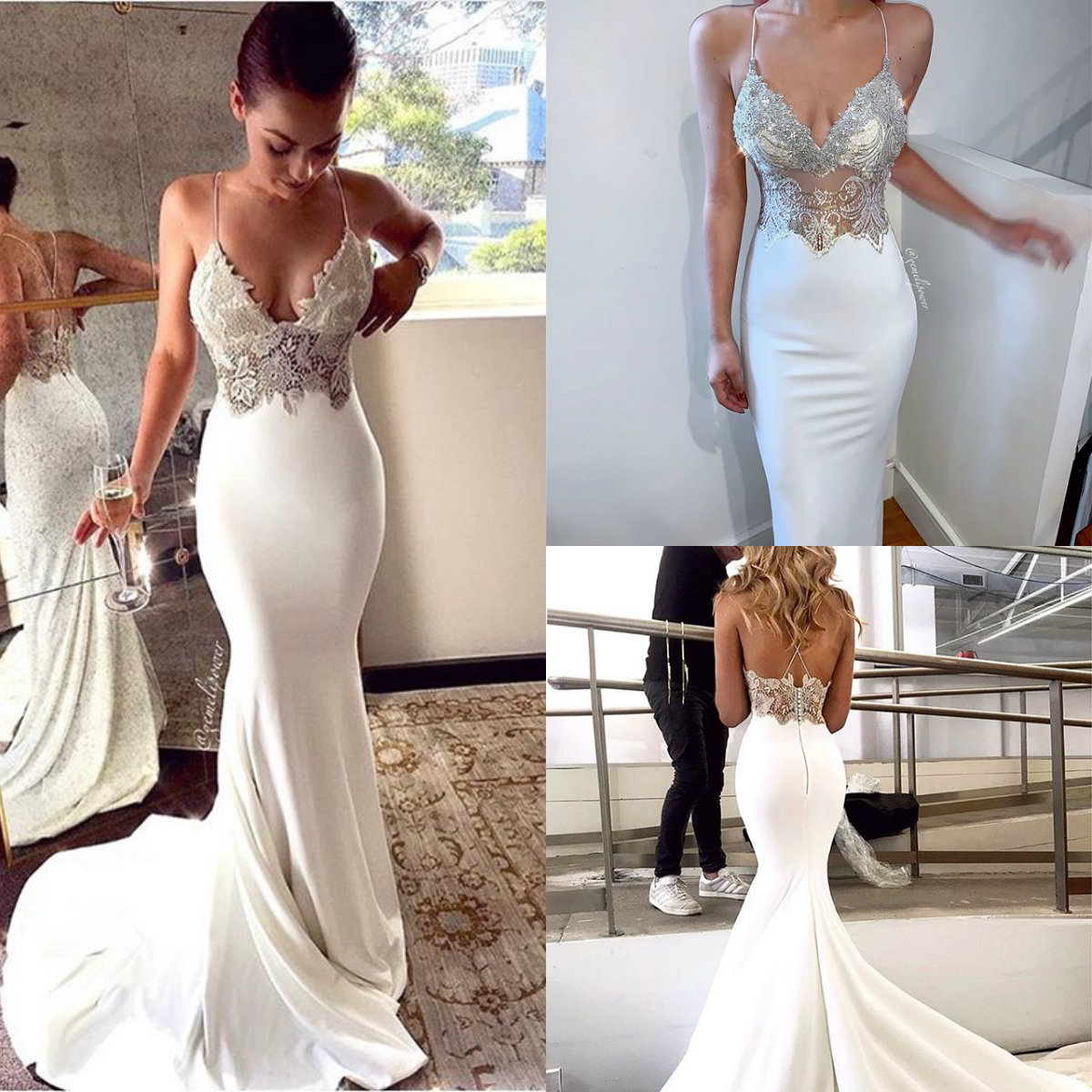 Mermaid Plus Size Wedding Dresses Spaghetti Criss Cross Strap Appliques Satin Bridal Gowns Sweep Train Robes De Mariée, Gold
Mermaid Plus Size Wedding Dresses Spaghetti Criss Cross Strap Appliques Satin Bridal Gowns Sweep Train Robes De Mariée, Gold