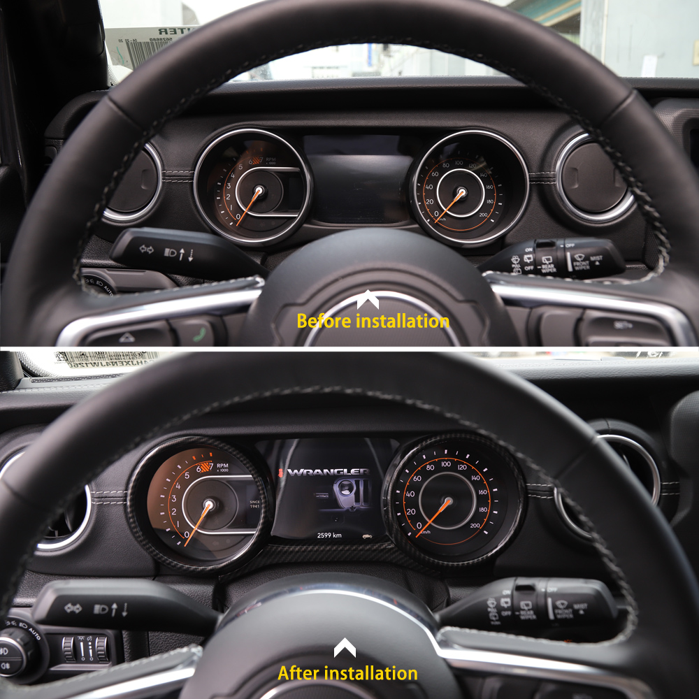 ABS Dashboard Decoratibe Circle Carbon Fiber Cover For Jeep Wrangler JL 2018+ High Quality Auto Exterior Accessories